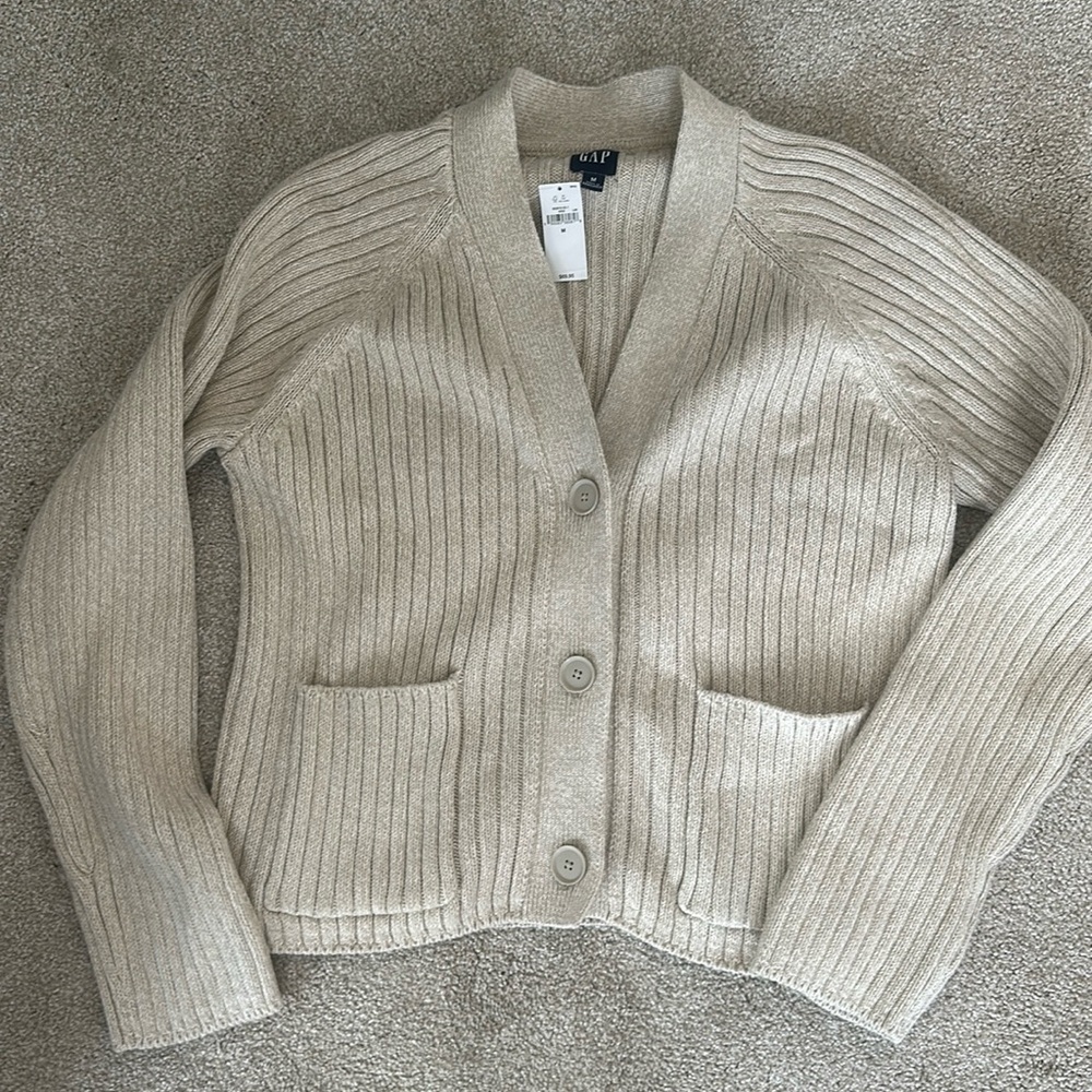 GAP oatmeal sweater set - cardigan and tank M
